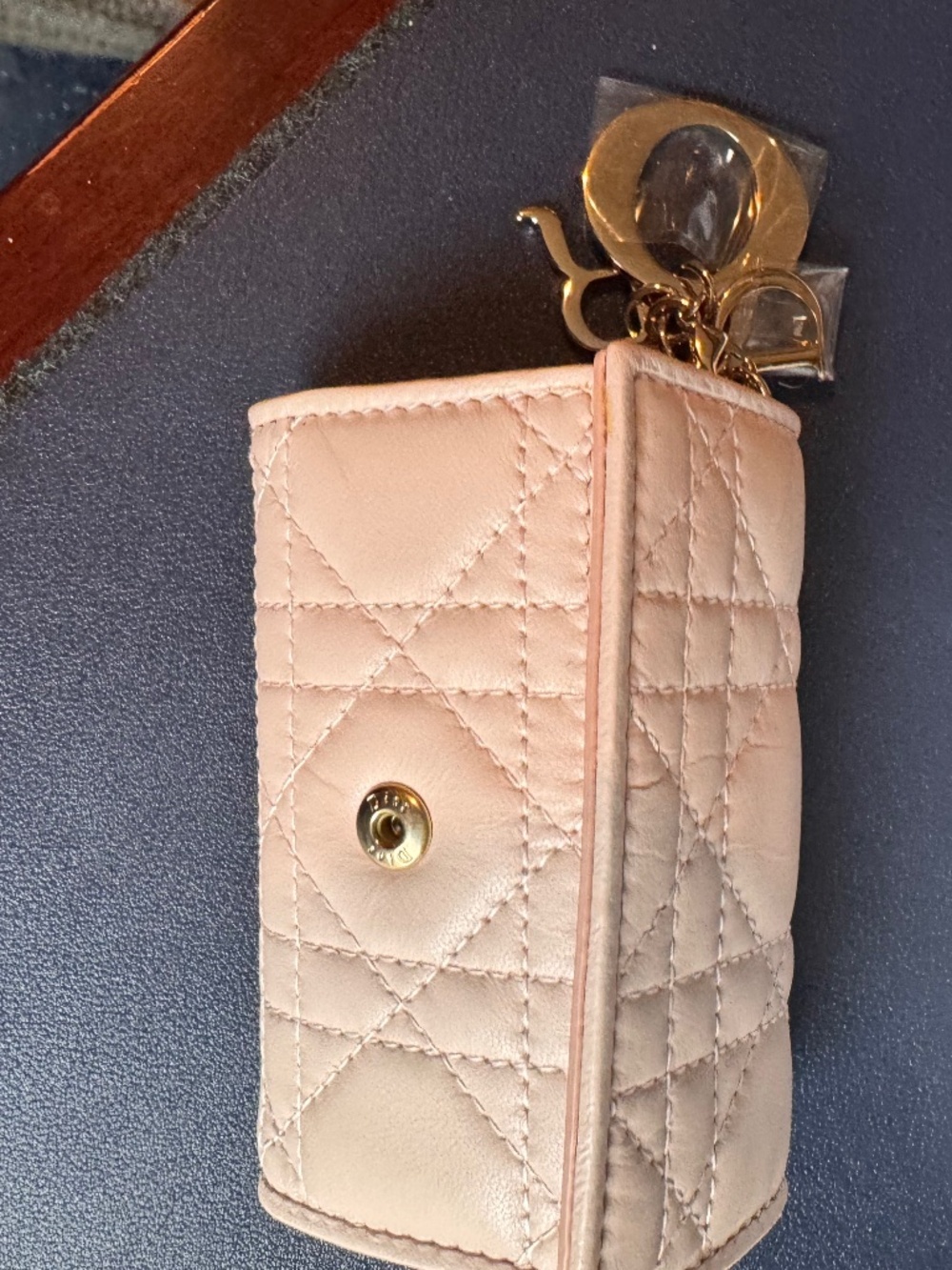 Christian Dior Lady Dior Cannage Lambskin 6-Key Case Pink Gold Hardware